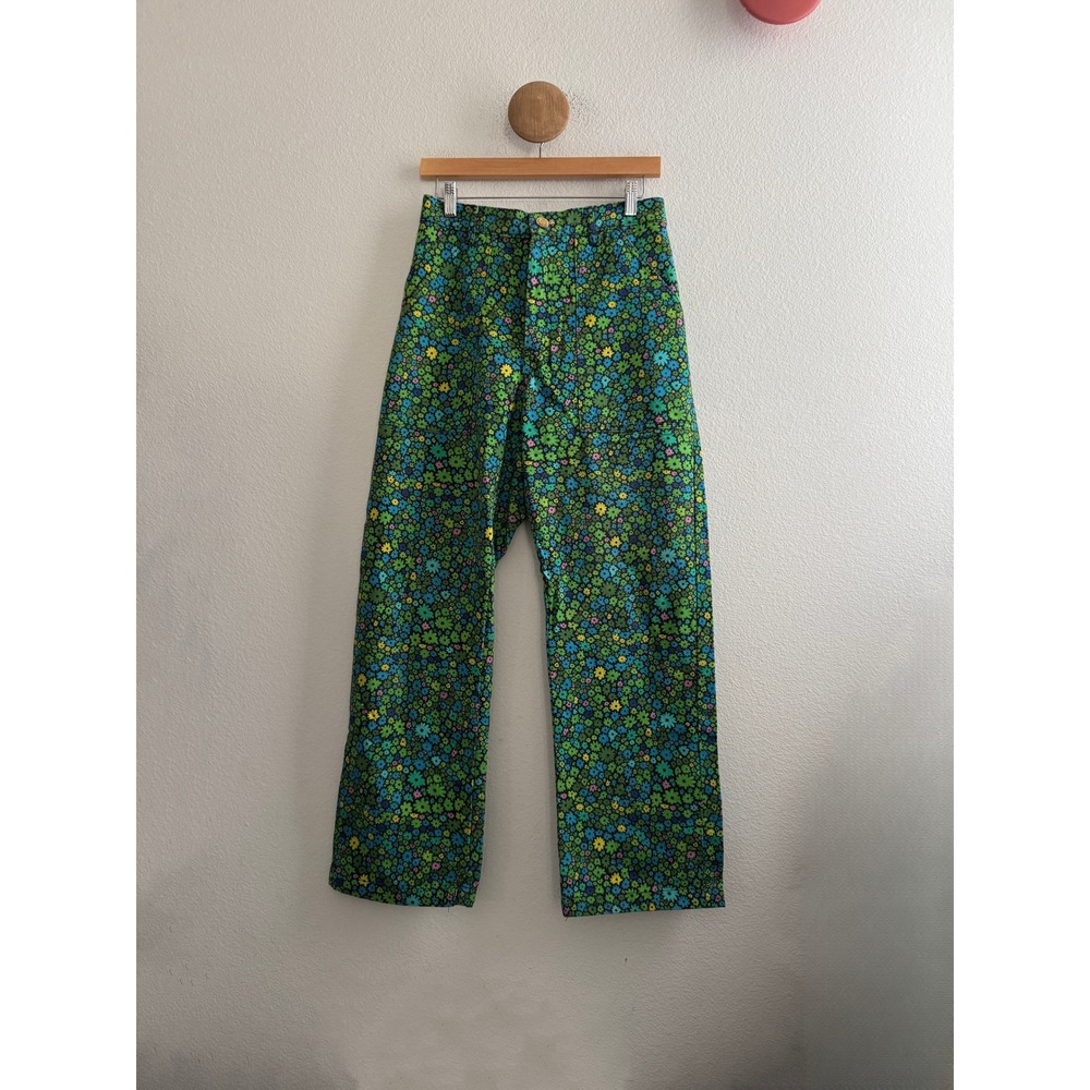Big Bud Press Floral Blossom Work Pants Cotton Straight Leg Size Small